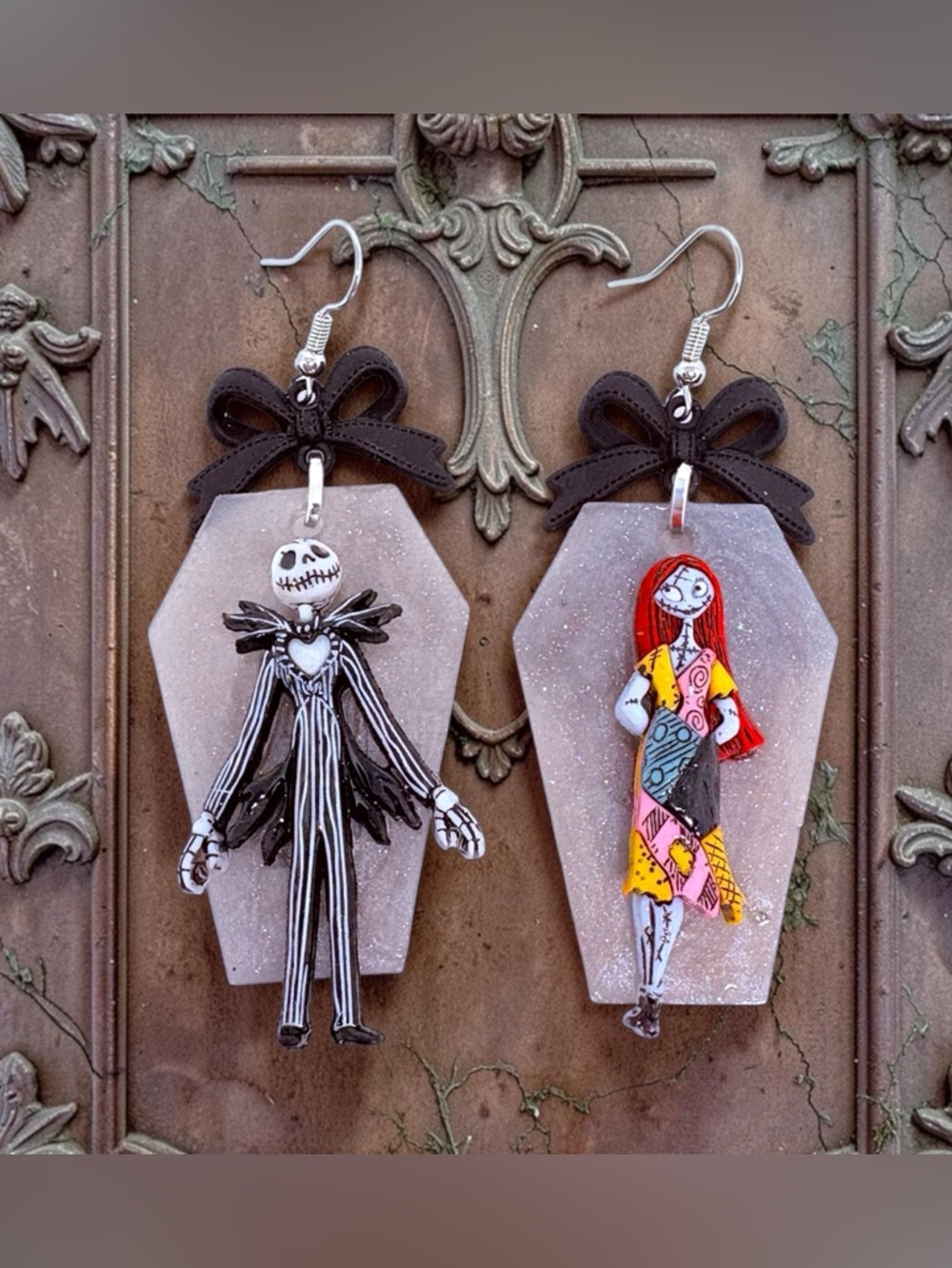 Jack and Sally Gothic Style Resin Earrings
